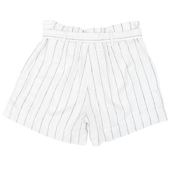 Abercrombie & Fitch New High Rise Shorts Pin Stripe Linen Blend Belted Sz L - Picture 3 of 6